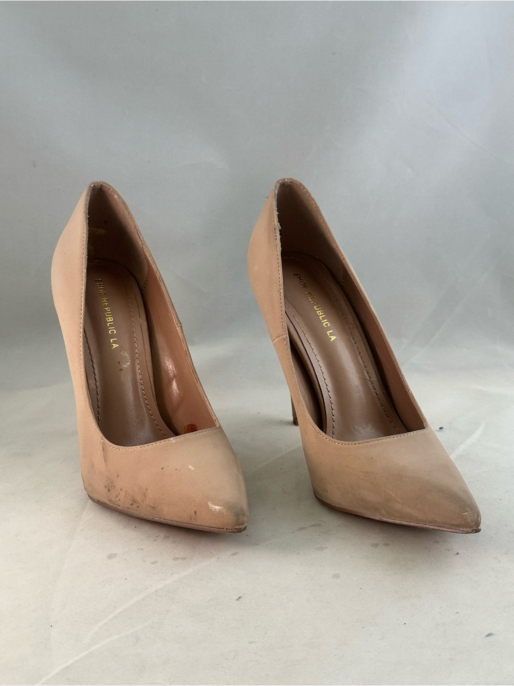 Shoe Republic LA Nude Pointed-Toe Stiletto Heels